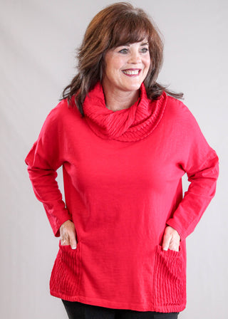 Jess and Jane Cotton Patch Pocket Tunic front view - Fashion Crossroads Inc.