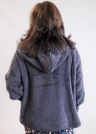 Hello Mello Comfort Zone Hooded Cardigan with Pockets Front View - Fashion Crossroads Inc