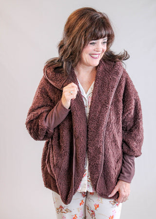 Hello Mello Comfort Zone Hooded Cardigan with Pockets Front View - Fashion Crossroads Inc