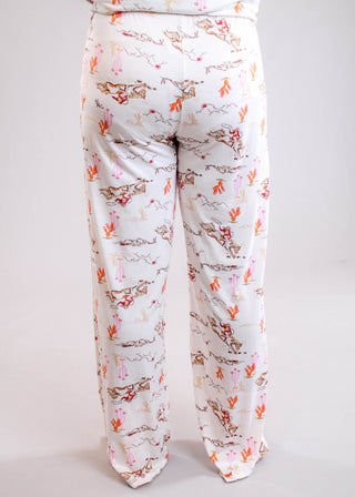 Hello Mello Drawstring Waist Pajama Pants with Cowgirls and Horses - Fashion Crossroads Inc