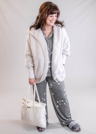 Hello Mello Drawstring Waist Pajama Pants with Stars Front View - Fashion Crossroads Inc