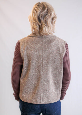 Liverpool Shacket with Sweater Sleeves Back View - Fashion Crossroads Inc