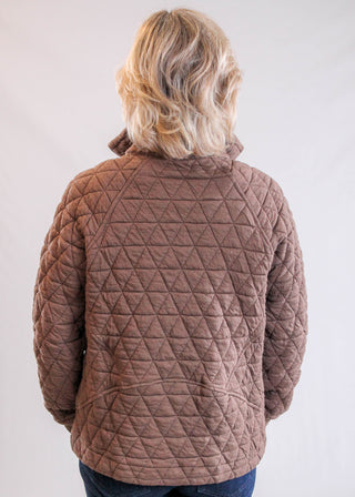 Staccato Quilted Half Zip Pullover with Long Sleeves Back View - Fashion Crossroads Inc