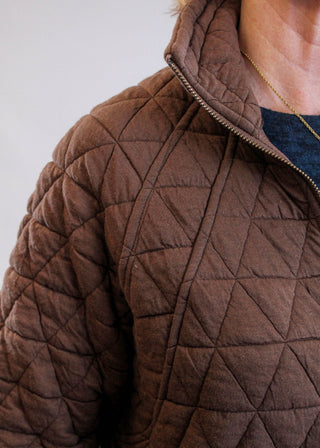 Staccato Quilted Half Zip Pullover with Long Sleeves Detail View - Fashion Crossroads Inc