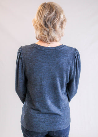 Liverpool Long Sleeve Crew Neck Top Back View - Fashion Crossroads Inc