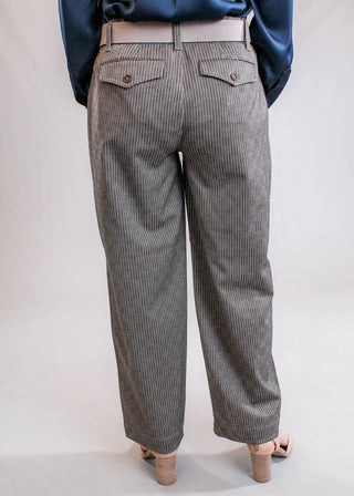 Liverpool Striped Crop Trouser with Wide Leg Back View - Fashion Crossroads Inc