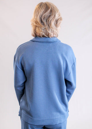 Liverpool V Neck Popover Top with Long Sleeves Back View - Fashion Crossroads Inc