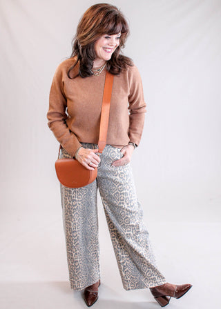 Nostalgia Crew Neck Pullover Sweater Model View - Fashion Crossroads Inc