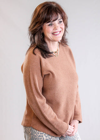 Nostalgia Crew Neck Pullover Sweater Side View - Fashion Crossroads Inc