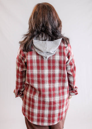 Staccato Long Sleeve Plaid Zip Up Hoodie Front View - fashion Crossroads Inc