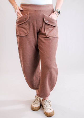 Blu Pepper Cotton Lounge Pant with Pockets Front View - Fashion Crossroads Inc