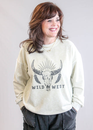 Blu Pepper Wild West Sweatshirt Front View - Fashion Crossroads Inc