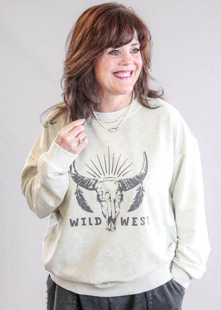Blu Pepper Wild West Sweatshirt Front View - Fashion Crossroads Inc