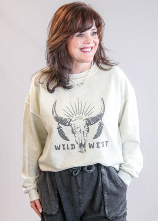 Blu Pepper Wild West Sweatshirt Tucked View - Fashion Crossroads Inc