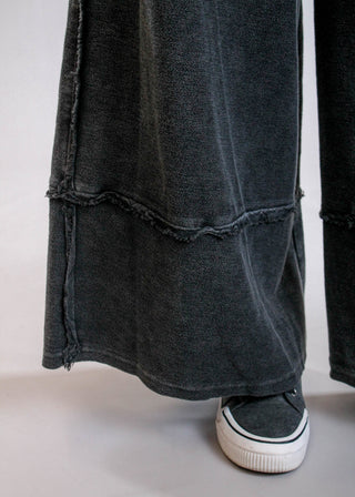 Easel Mineral Wash Wide Leg Cotton Pant Detail View - fashion Crossroads Inc