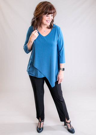 Sympli 3/4 Sleeve Suitable Secret Pocket Top Front View - Fashion Crossroads Inc