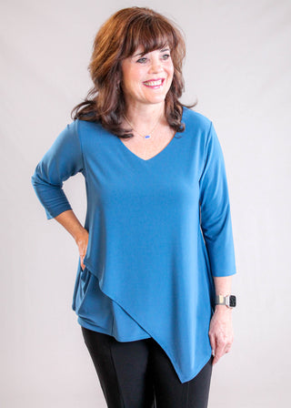 Sympli 3/4 Sleeve Suitable Secret Pocket Top Front View - Fashion Crossroads Inc