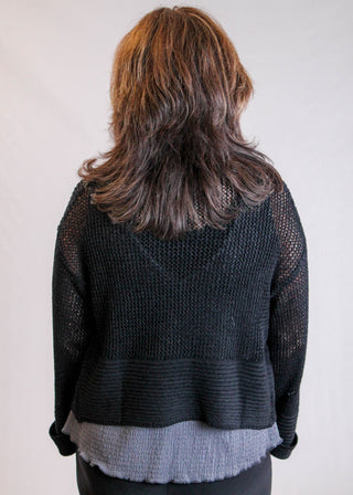 Angie Long Sleeve Crop Knit Cardigan Back View - Fashion Crossroads Inc