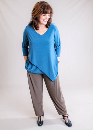 Sympli 3/4 Sleeve Suitable Secret Pocket Top Model View - Fashion Crossroads Inc