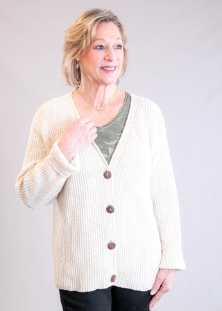 Avalin Long Sleeve Cardigan with Buttons Front View - Fashion Crossroads Inc
