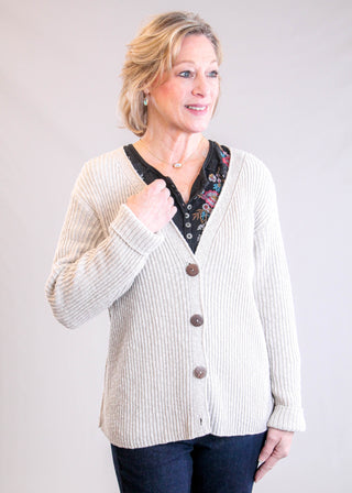 Avalin Long Sleeve Cardigan with Buttons Front View - Fashion Crossroads Inc