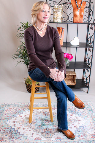 Gemelli Blythe Coin with CZ Scarf Necklace Model View - Fashion Crossroads Inc