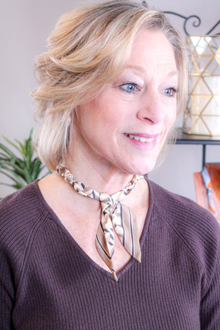 Gemelli Blythe Coin with CZ Scarf Necklace Detail View - Fashion Crossroads Inc