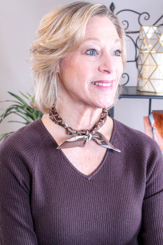 Gemelli Joanna Heart with CZ Scarf Necklace Detail View - Fashion Crossroads Inc