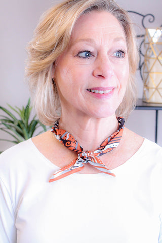 Gemelli Edgy Heart with CZ Scarf Necklace Detail View - Fashion Crossroads Inc