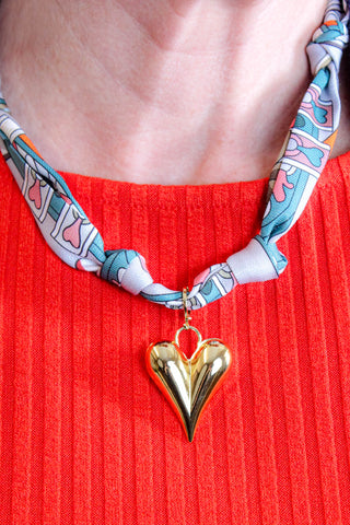 Gemelli Happy Heart Scarf Necklace Front View - Fashion Crossroads Inc