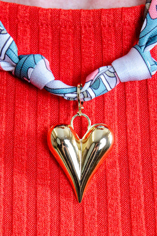 Gemelli Happy Heart Scarf Necklace Detail View - Fashion Crossroads Inc