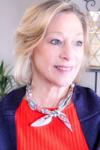 Gemelli Happy Heart Scarf Necklace Detail View - Fashion Crossroads Inc