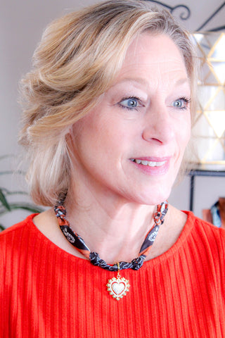 Gemelli Edgy Heart with CZ Scarf Necklace