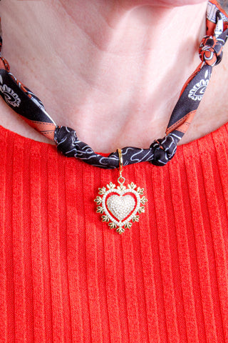 Gemelli Edgy Heart with CZ Scarf Necklace