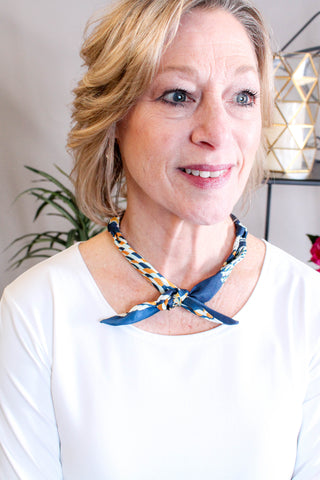 Gemelli Abalone Heart with Faux Pearl Scarf Necklace