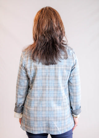 Liverpool Plaid Boyfriend Blazer back view - Fashion Crossroads Inc.