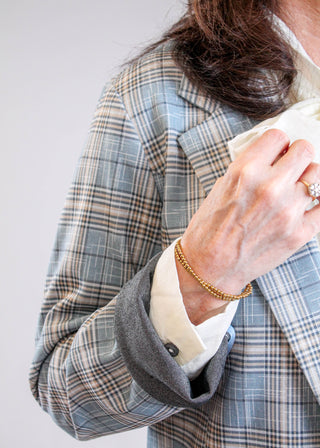 Liverpool Plaid Boyfriend Blazer detail view - Fashion Crossroads Inc.