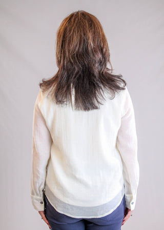 She + Sky Long Sleeve Pintuck Blouse back view - Fashion Crossroads Inc.