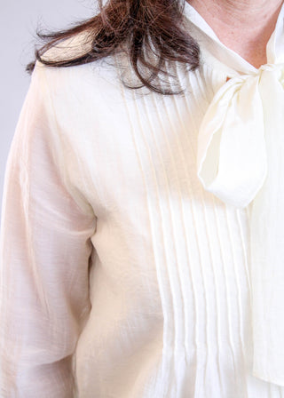 She + Sky Long Sleeve Pintuck Blouse bow view - Fashion Crossroads Inc.