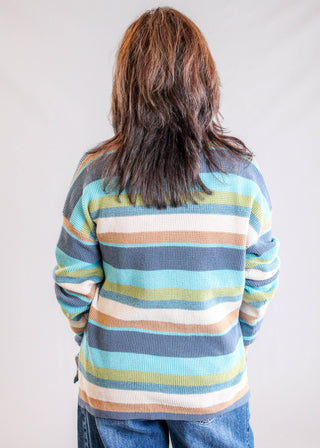 Tribal Sportswear Combed Cotton U Neck Waffle Sweater with Long Sleeves