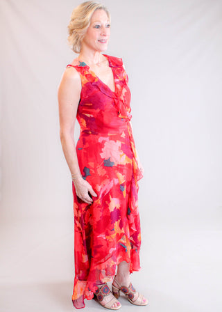 Maggie London Sleeveless Maxi Dress with Ruffle Hem side view - Fashion Crossroads Inc.