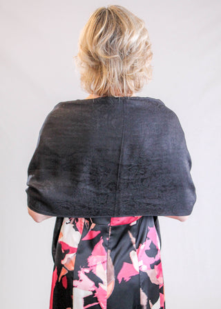 Jacquard Pashmina with Fringe Back View - Fashion Crossroads Inc