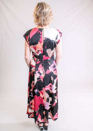 Maggy London Short Sleeve Abstract Floral Dress - Back View - Fashion Crossroads Inc