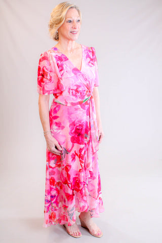 Maggy London Floral High-Low Dress with Tie Waist Maggy London Floral High-Low Dress with Tie Waist