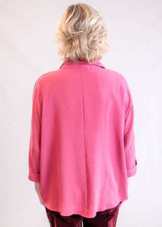 She + Sky 3/4 Sleeve Top with Collar Back View - Fashion Crossroads Inc