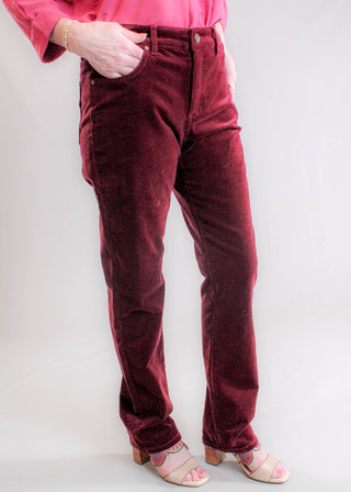 Tribal Sportswear Straight Leg Five Pocket Corduroy Pant -Side View - Fashion Crossroads Inc 