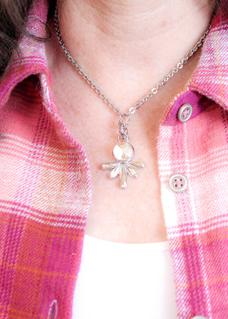 Myka Rhodium Small Hoop Chain Necklace with pendant view - Fashion Crossroads Inc.