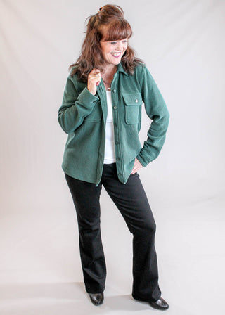 Democracy High Rise Itty Bitty Bootcut Jean Black styled view - Fashion Crossroads Inc.