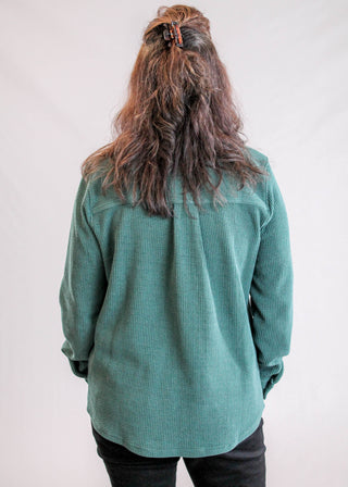 Staccato Long Sleeve Button Down Collared Shirt with Pockets back view -Fashion Crossroads Inc.