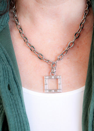 Myka Taya Square Detachable Crystal Pendant detail view - Fashion Crossroads Inc. 